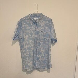 Stylish Light Blue Palm Print Shirt